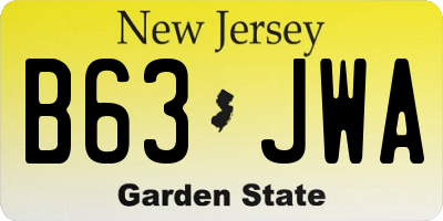 NJ license plate B63JWA