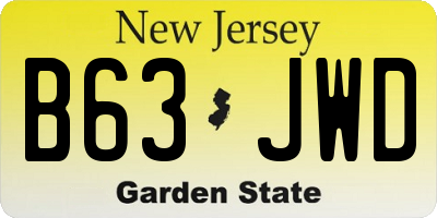 NJ license plate B63JWD