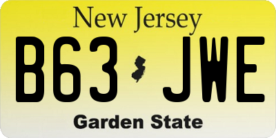 NJ license plate B63JWE