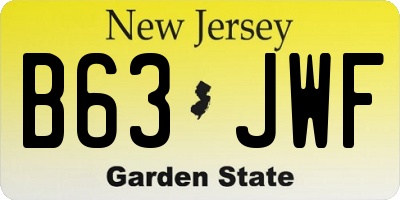 NJ license plate B63JWF