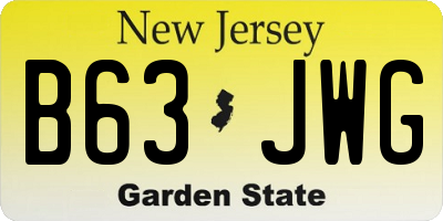 NJ license plate B63JWG
