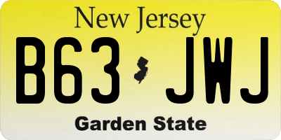 NJ license plate B63JWJ