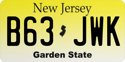 NJ license plate B63JWK