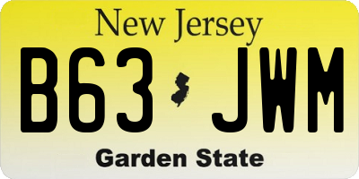 NJ license plate B63JWM
