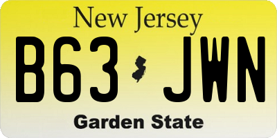 NJ license plate B63JWN