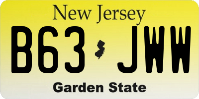 NJ license plate B63JWW