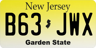 NJ license plate B63JWX