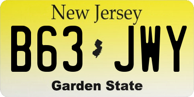 NJ license plate B63JWY