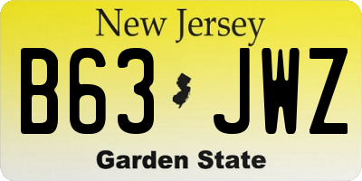 NJ license plate B63JWZ