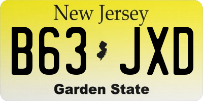 NJ license plate B63JXD