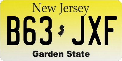 NJ license plate B63JXF