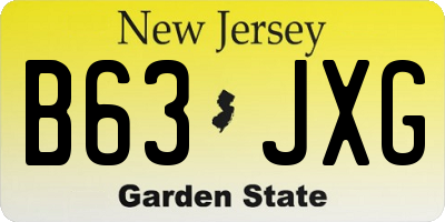 NJ license plate B63JXG