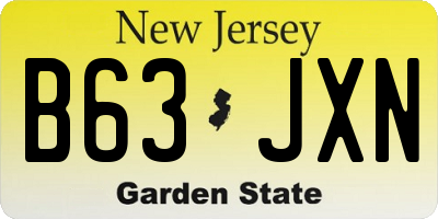 NJ license plate B63JXN