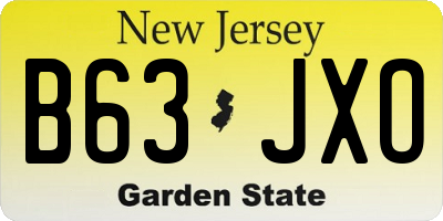 NJ license plate B63JXO