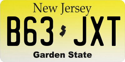 NJ license plate B63JXT