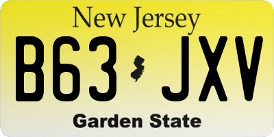 NJ license plate B63JXV