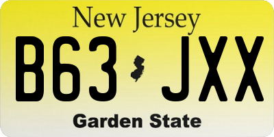 NJ license plate B63JXX