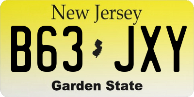 NJ license plate B63JXY