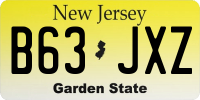 NJ license plate B63JXZ
