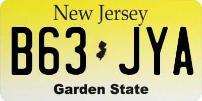 NJ license plate B63JYA