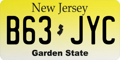 NJ license plate B63JYC
