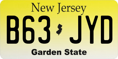 NJ license plate B63JYD