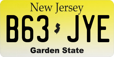 NJ license plate B63JYE
