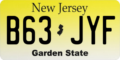 NJ license plate B63JYF
