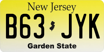 NJ license plate B63JYK