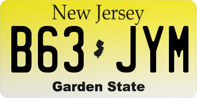 NJ license plate B63JYM