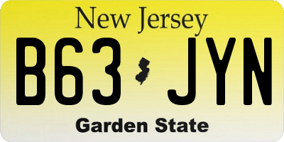NJ license plate B63JYN