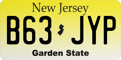 NJ license plate B63JYP