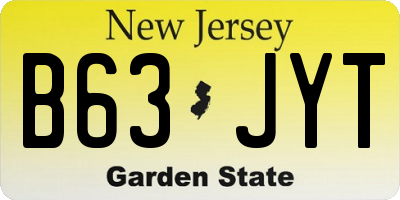 NJ license plate B63JYT