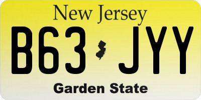 NJ license plate B63JYY