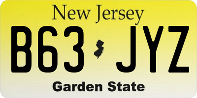 NJ license plate B63JYZ