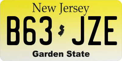 NJ license plate B63JZE