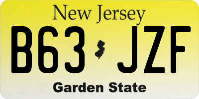 NJ license plate B63JZF