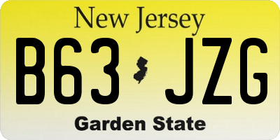 NJ license plate B63JZG