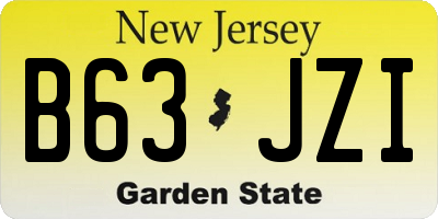 NJ license plate B63JZI