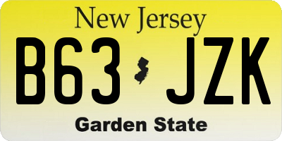 NJ license plate B63JZK