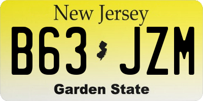 NJ license plate B63JZM