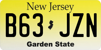 NJ license plate B63JZN