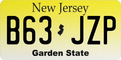 NJ license plate B63JZP