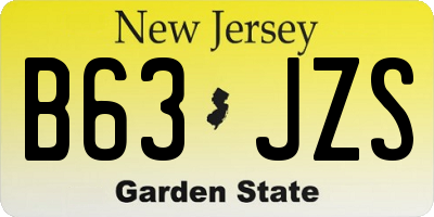 NJ license plate B63JZS