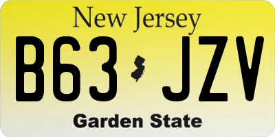 NJ license plate B63JZV