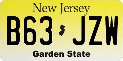 NJ license plate B63JZW