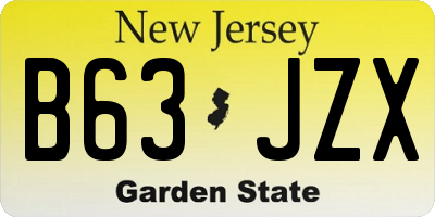 NJ license plate B63JZX