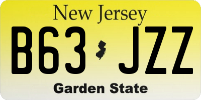 NJ license plate B63JZZ