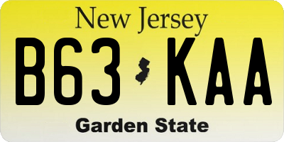 NJ license plate B63KAA