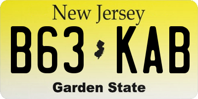NJ license plate B63KAB